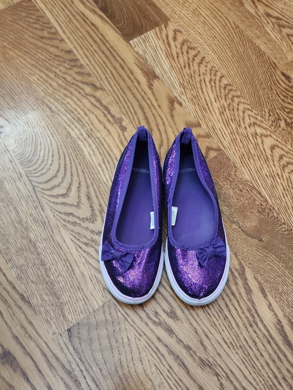 2013 Gymboree Girls Purple Bow Glitter Skimmer Sneakers GUC Size 1